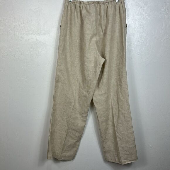 John P Linen Wide Leg High Rise Pants In Light Beige Size XL - Picture 4 of 9